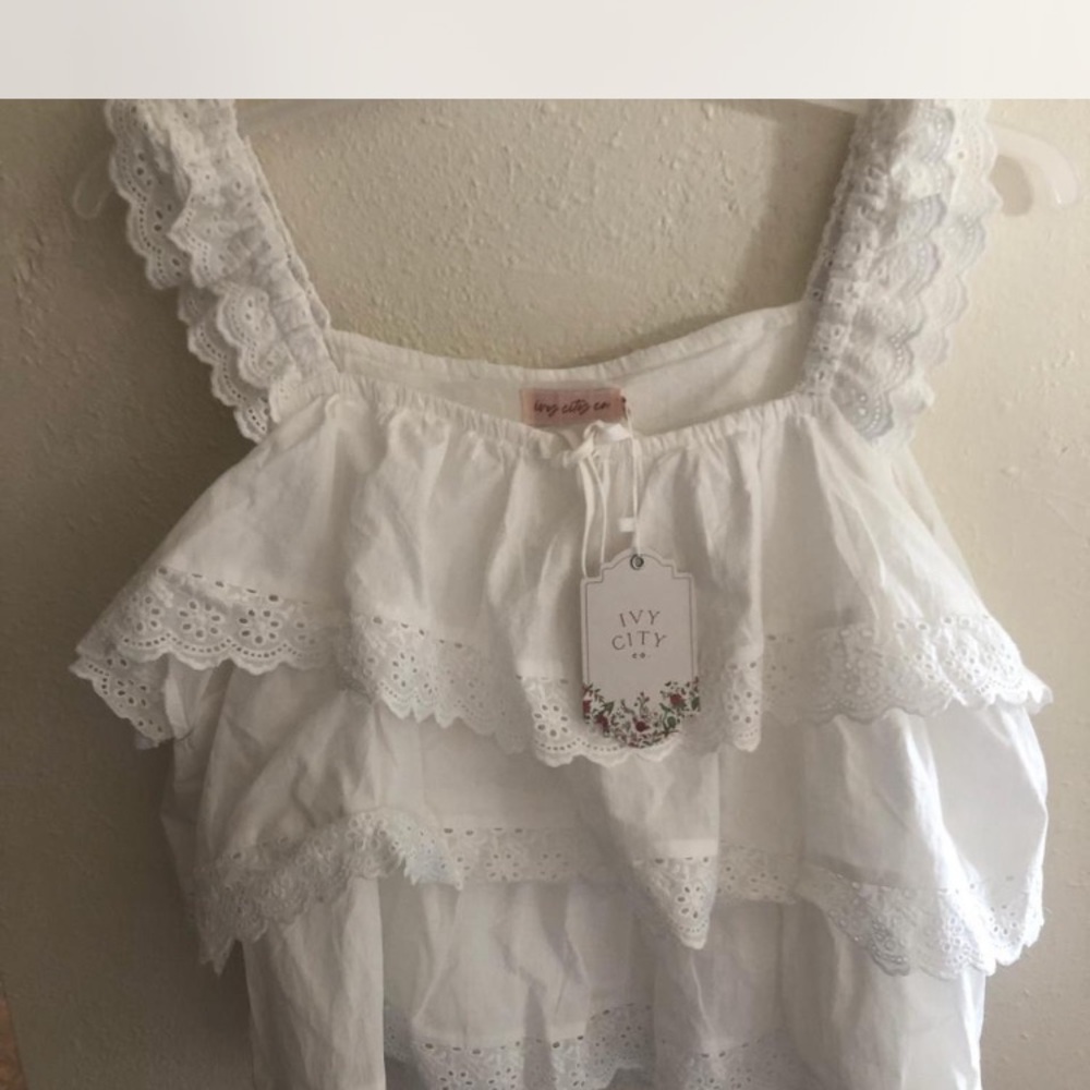 Ivy City Co Elegant White Lace Top